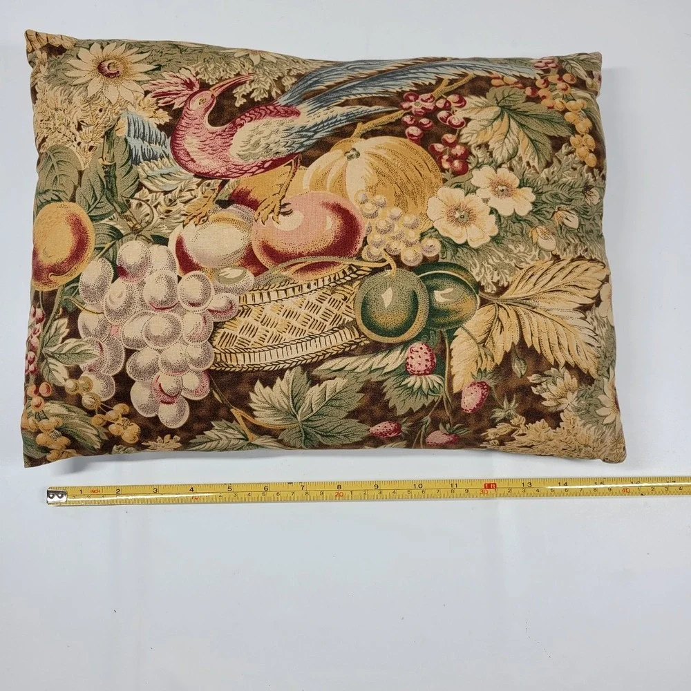Sharon Kossler Bakerbird Cotton Peacock Fruit  Accent Pillow French Country